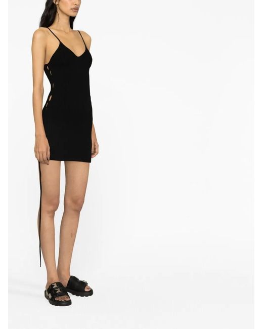 Off-White c/o Virgil Abloh Black Vanise Lace-up S/l Mini Dress