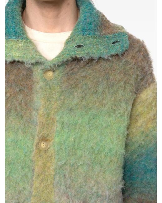KAMIYA Green Shawl-Collar Knit Jacket for men