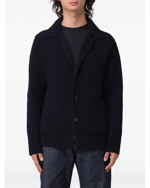 Brooksfield Blue Button-Down Wool Cardigan for men