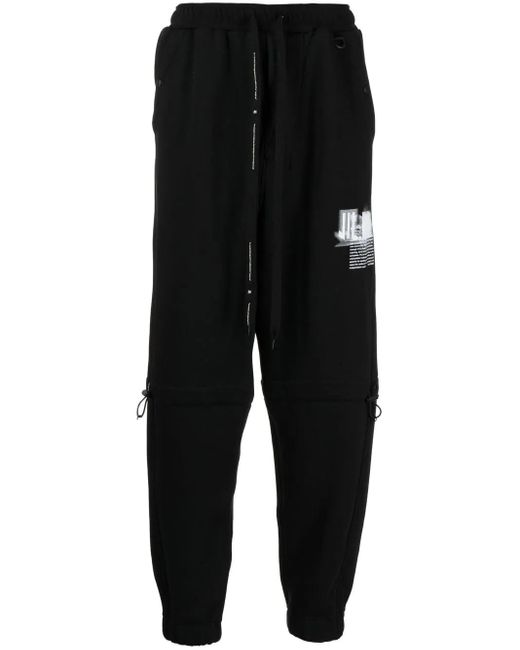 Nils Black Graphic-Print Track-Pants for men