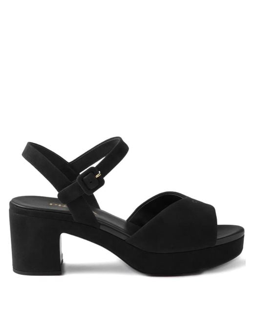 Prada Black Sandales En Daim Rembourré
