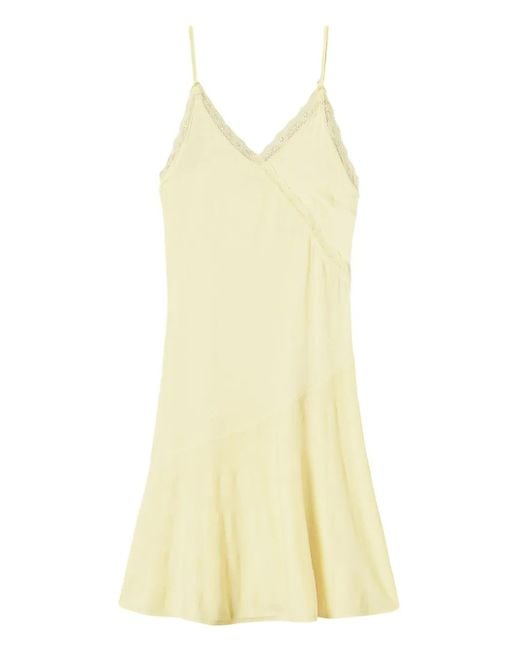 Twinset Yellow Lace-Trim Slip Dress
