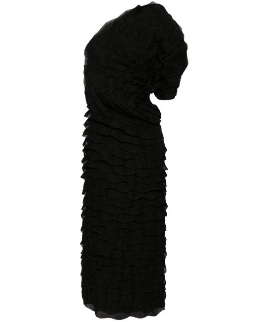 Chloé Black Ruffled Asymmetric Maxi Dress