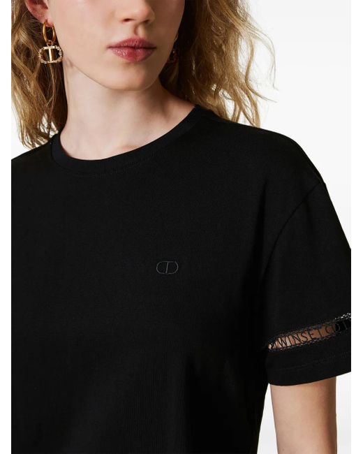 Twinset Black Logo-Embroidered T-Shirt