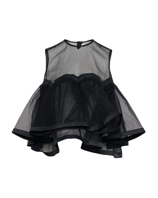 Noir Kei Ninomiya Black Tulle-Layered Top