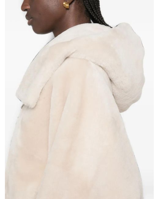 Blancha Natural Hooded Shearling Jacket