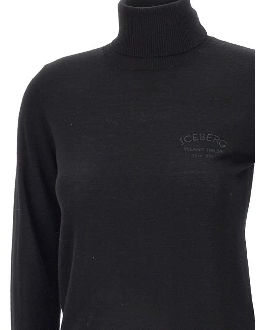 Iceberg ロゴ タートルネックセーター Black