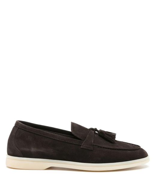 Scarosso Black Leandra Tassel-Detail Suede Loafers