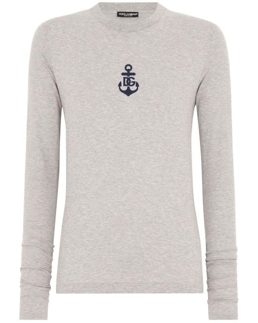Dolce & Gabbana Gray Marina-print Cotton T-shirt for men