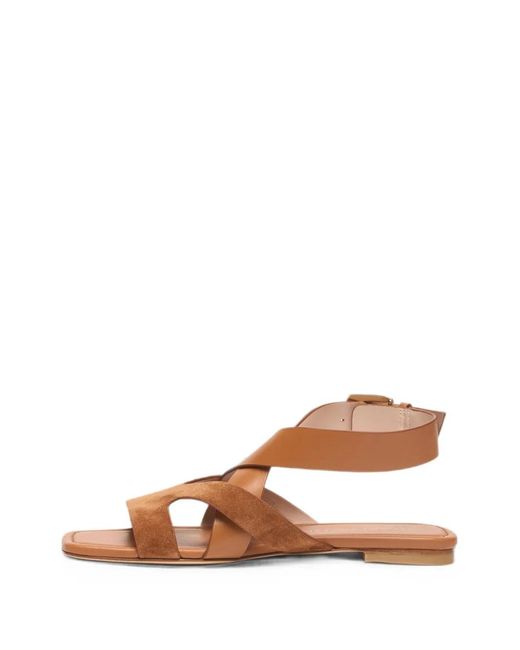 Stuart Weitzman Brown Sai Square-Toe Sandals
