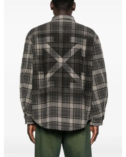 Off-White c/o Virgil Abloh Gray Checked Quilted Shirt Jacket for men