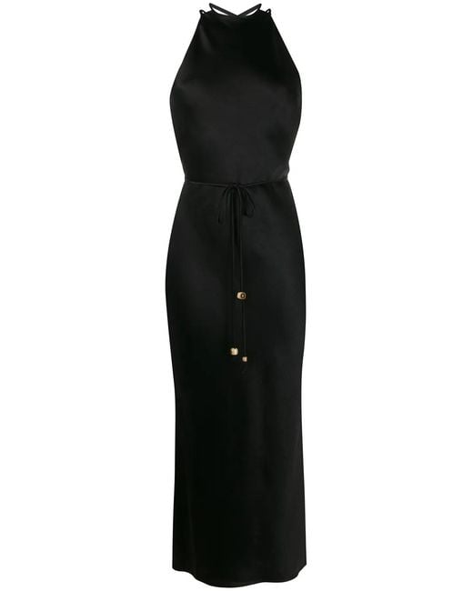 Nanushka Black Narita Laced Back Slip Dress