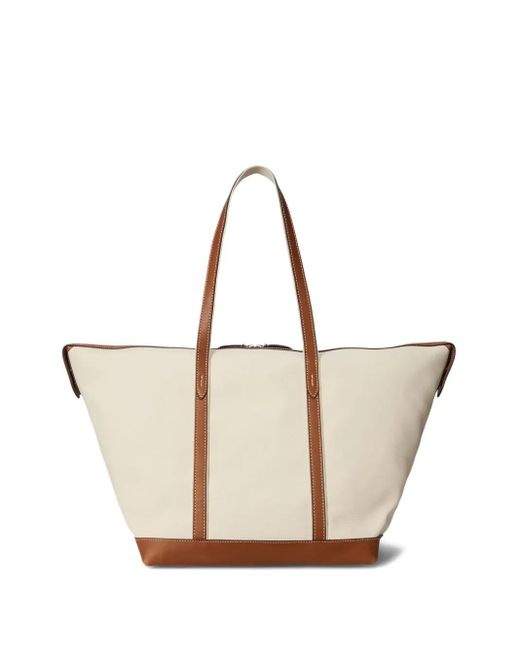 Polo Ralph Lauren Natural Bellport Leather-Trimmed Canvas Tote Bag