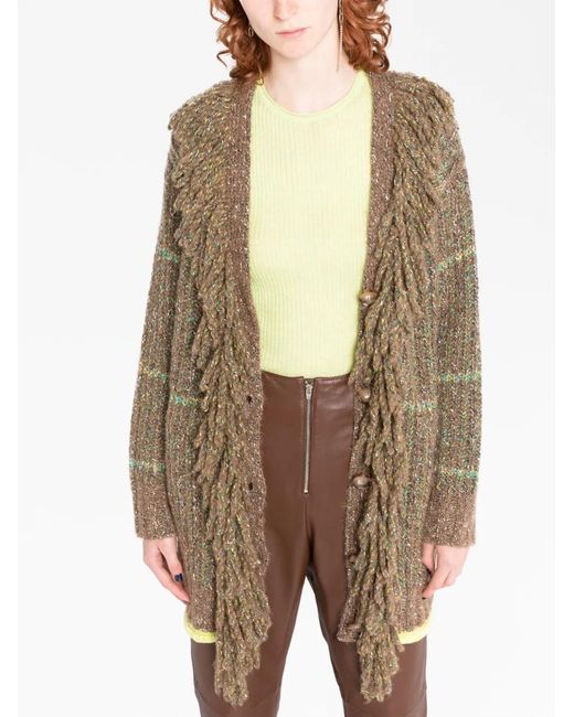 Stella McCartney Brown Cable-Knit Tweed Cardi-Coat