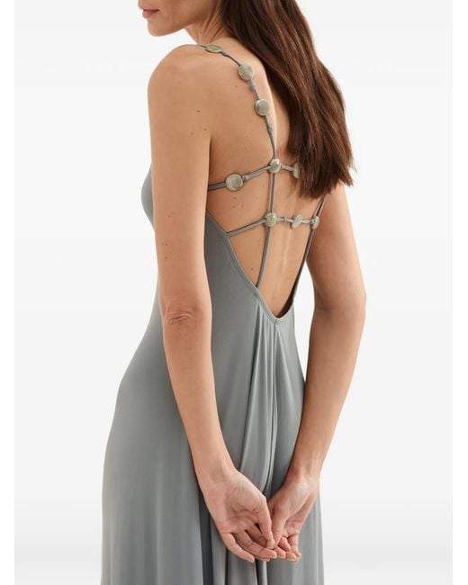 Eres White Sculptural Bead-Embellished Maxi Dress