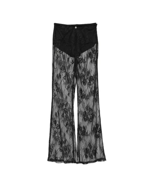 Patrizia Pepe Black Flared Lace Trousers