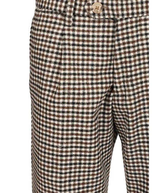 Al Duca D'aosta Gray Check-Pattern Pleated Trousers for men