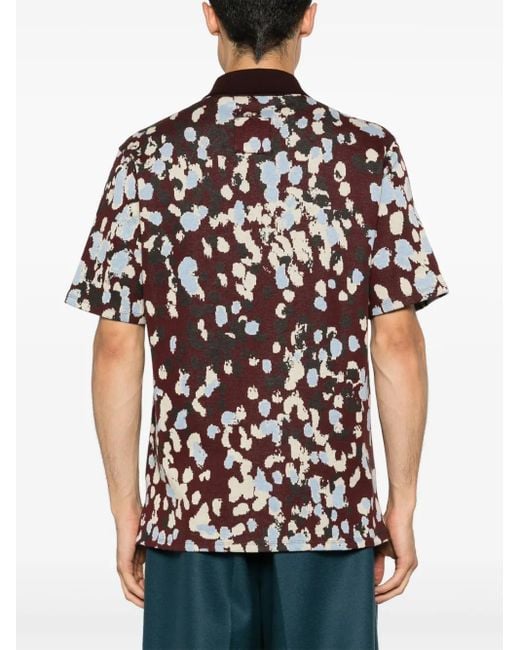 Lanvin Red Patterned-Jacquard Cotton Polo Shirt for men