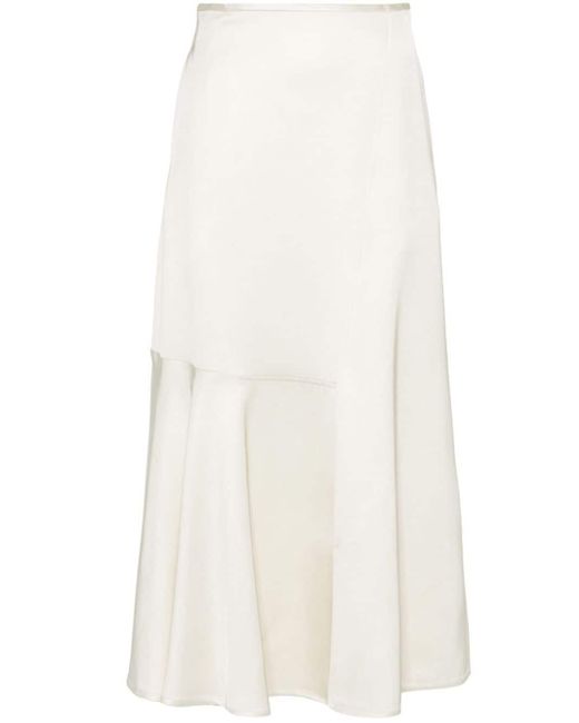 Jil Sander White High-waisted Panelled Midi Skirt