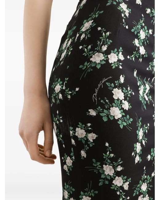 Dolce & Gabbana Black Dolce & Gabbana Printed Midi Skirt