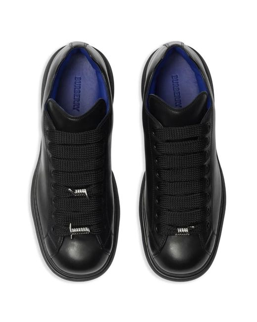 Burberry Black Ranger Barbed-Wire Leather Sneakers, Brand Size 39 Us for men