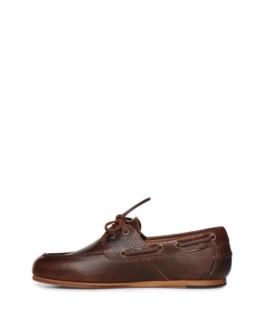 Sebago Brown Grained Boat Shoes for men