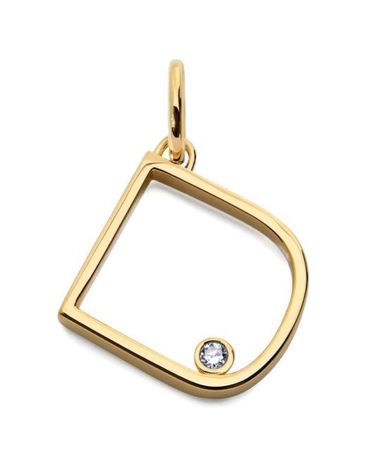 Monica Vinader Metallic Initial D Solitaire-Diamond Pendant