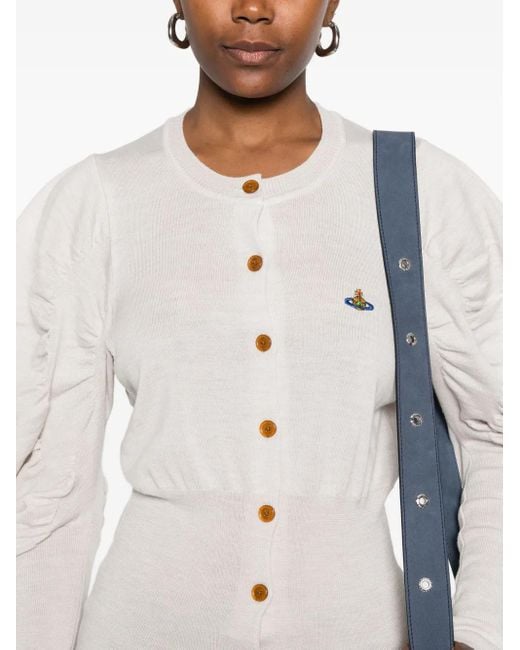 Vivienne Westwood White Puff-Sleeve Buttoned Cardigan