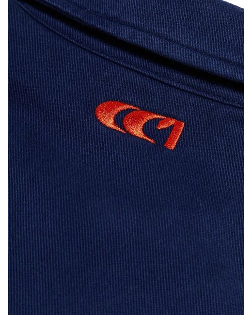 CIARAN Blue X Parallelle Logo-Embroidered Cotton-Twill Overshirt
