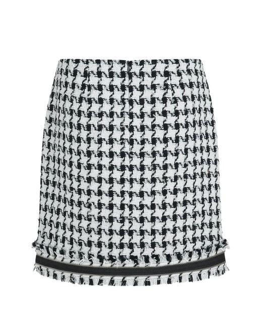Karl Lagerfeld Black Houndstooth Bouclé Mini Skirt