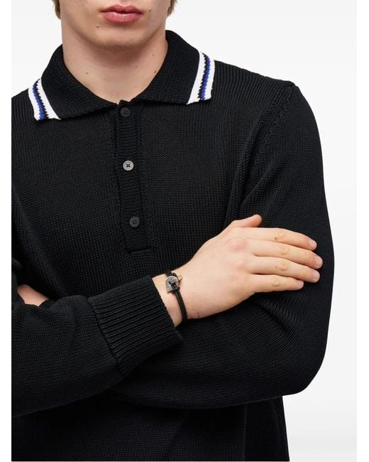 Ferragamo Black Gancini Braided Leather Bracelet for men