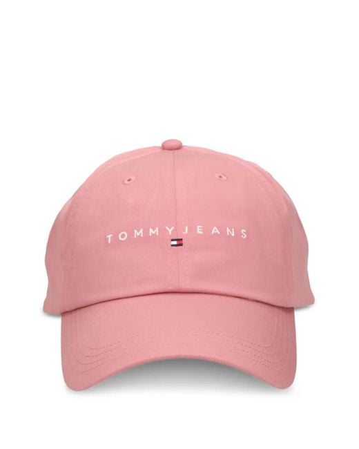 Gorra de algodón con logo bordado Tommy Hilfiger de color Pink