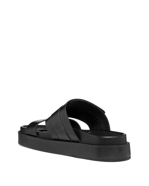 Geox Black Adelash H Buckle-Detail Platform Slides