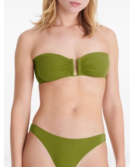 Eres Green Show Ruched Bandeau Bikini Top