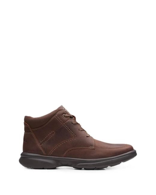 Clarks Brown Bradley Mid Leather Boots for men