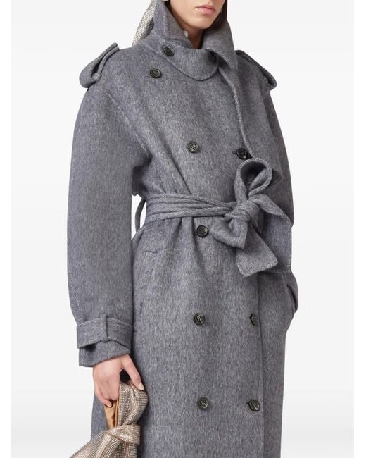 GIUSEPPE DI MORABITO Gray Double-Breasted Belted Coat