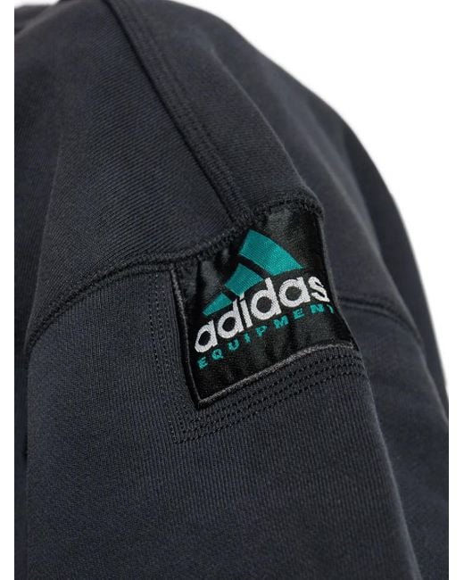 Adidas Blue Logo-Patch Crew-Neck Sweatshirt for men