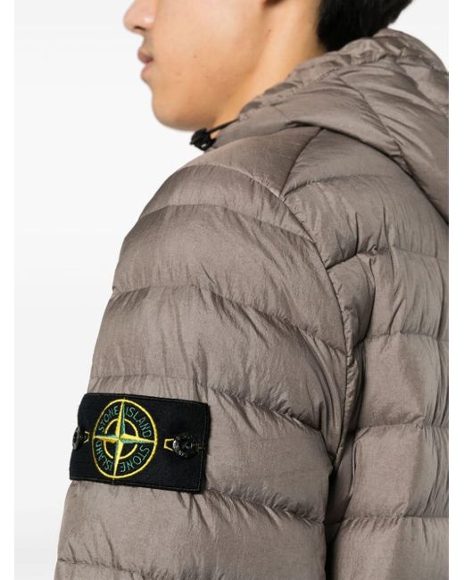 Stone Island Brown Compass-patch Hooded Padded Jacket for men