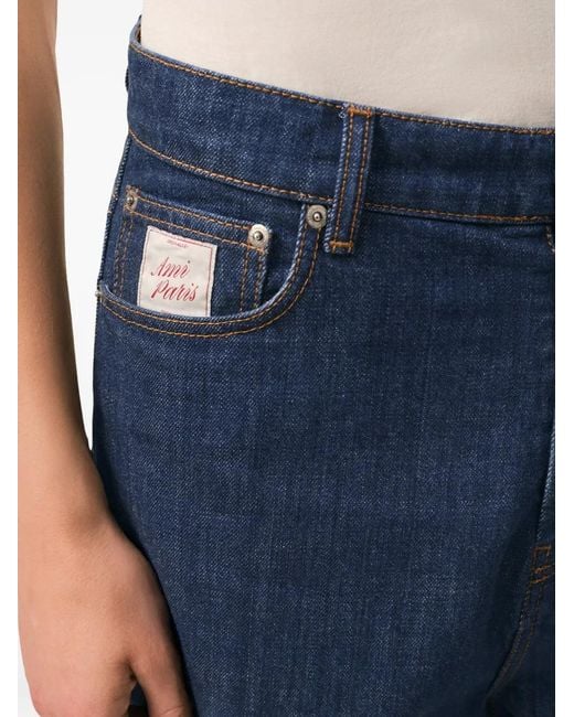 AMI Blue Cotton Shorts With Heritage Label for men