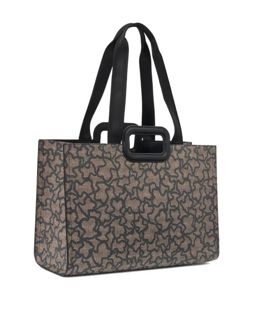 Tous Gray Bear-Print Top-Handle Tote Bag