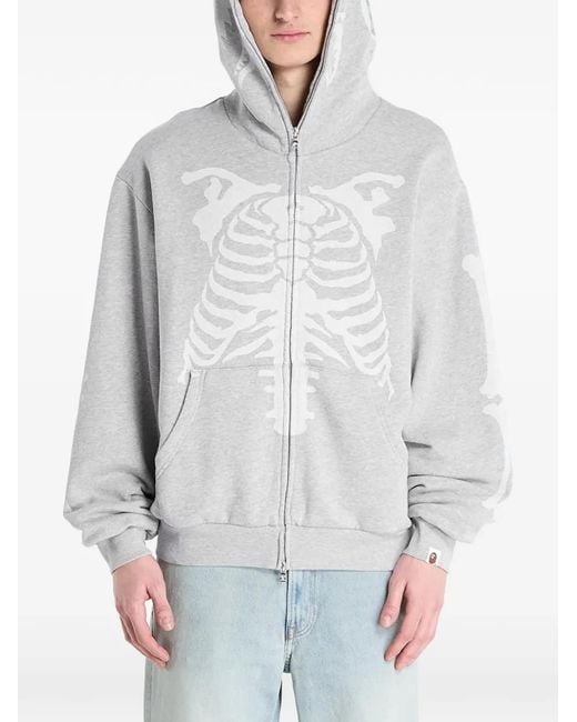 A Bathing Ape Gray Hoodie À Imprimé Graphique for men