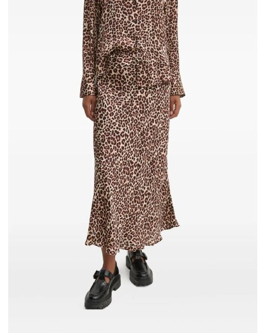 Pedro Del Hierro Madrid Natural Leopard-Print Midi Skirt