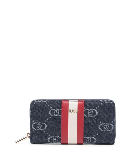 Cartera en jacquard con cremallera Liu Jo de color Blue