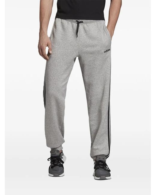 Adidas Gray Stripes Essentials Fleece Track Pants for men
