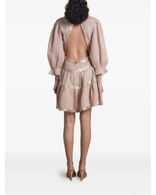 SANA OSMANI Brown Miriam Open-Back Mini Dress