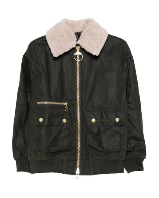 Barbour Black Jacke mit Shearling-Kragen