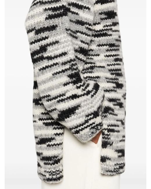 Marc O' Polo Gray Stripe-Pattern Sweater