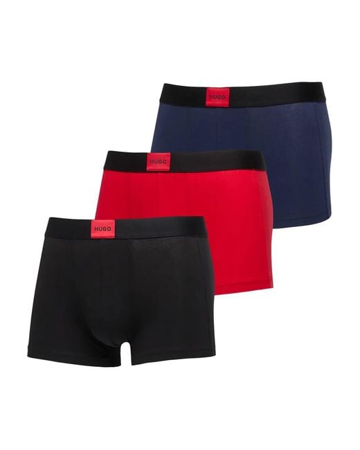 HUGO Drie Galaxy Boxershorts in het Red voor heren
