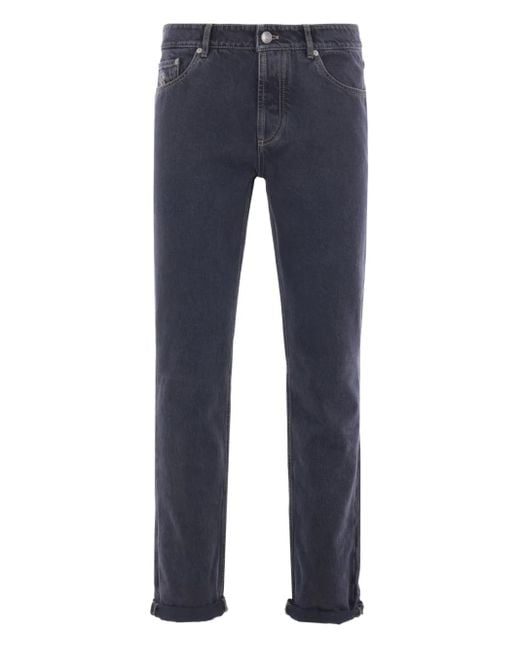 Brunello Cucinelli Blue Logo-Embroidered Jeans for men