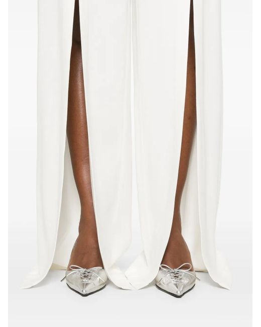 Pantaloni A Palazzo Con Fibbia di Mugler in White